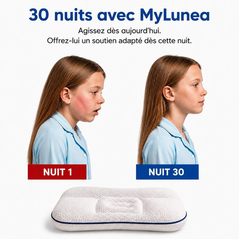 MyLunea™ | Enfin un oreiller réellement adapté au corps de votre enfant.