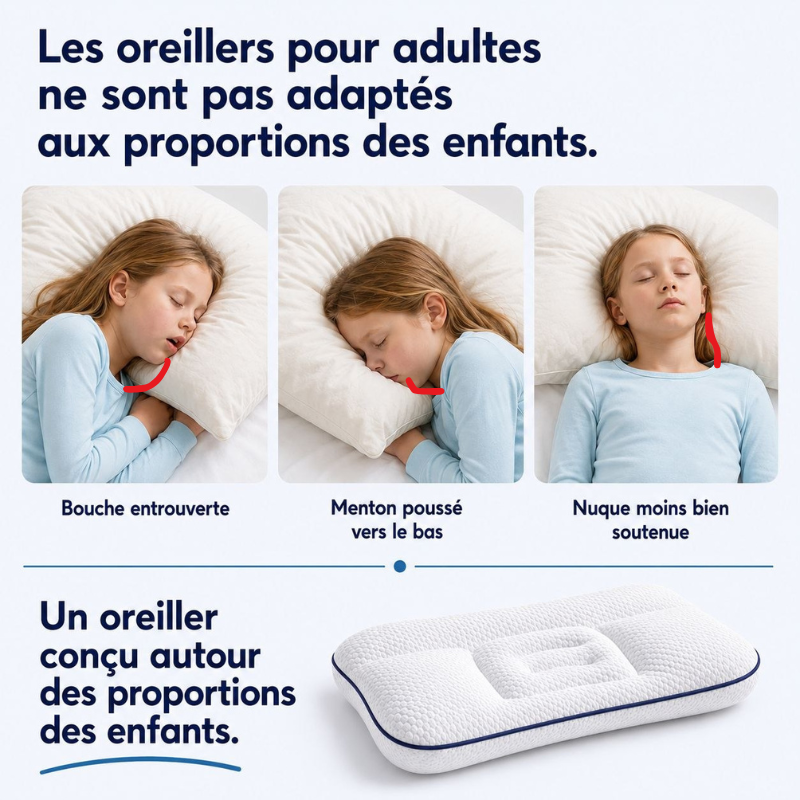 MyLunea™ | Enfin un oreiller réellement adapté au corps de votre enfant.